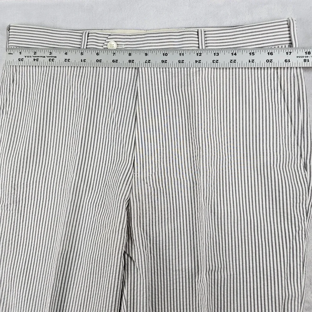 Brooks Brothers Seersucker Trousers Pants Mens 34x30 Cuffed Gray White Hickory